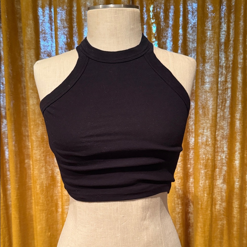 Truly Madly Deeply Black Halter Crop Top